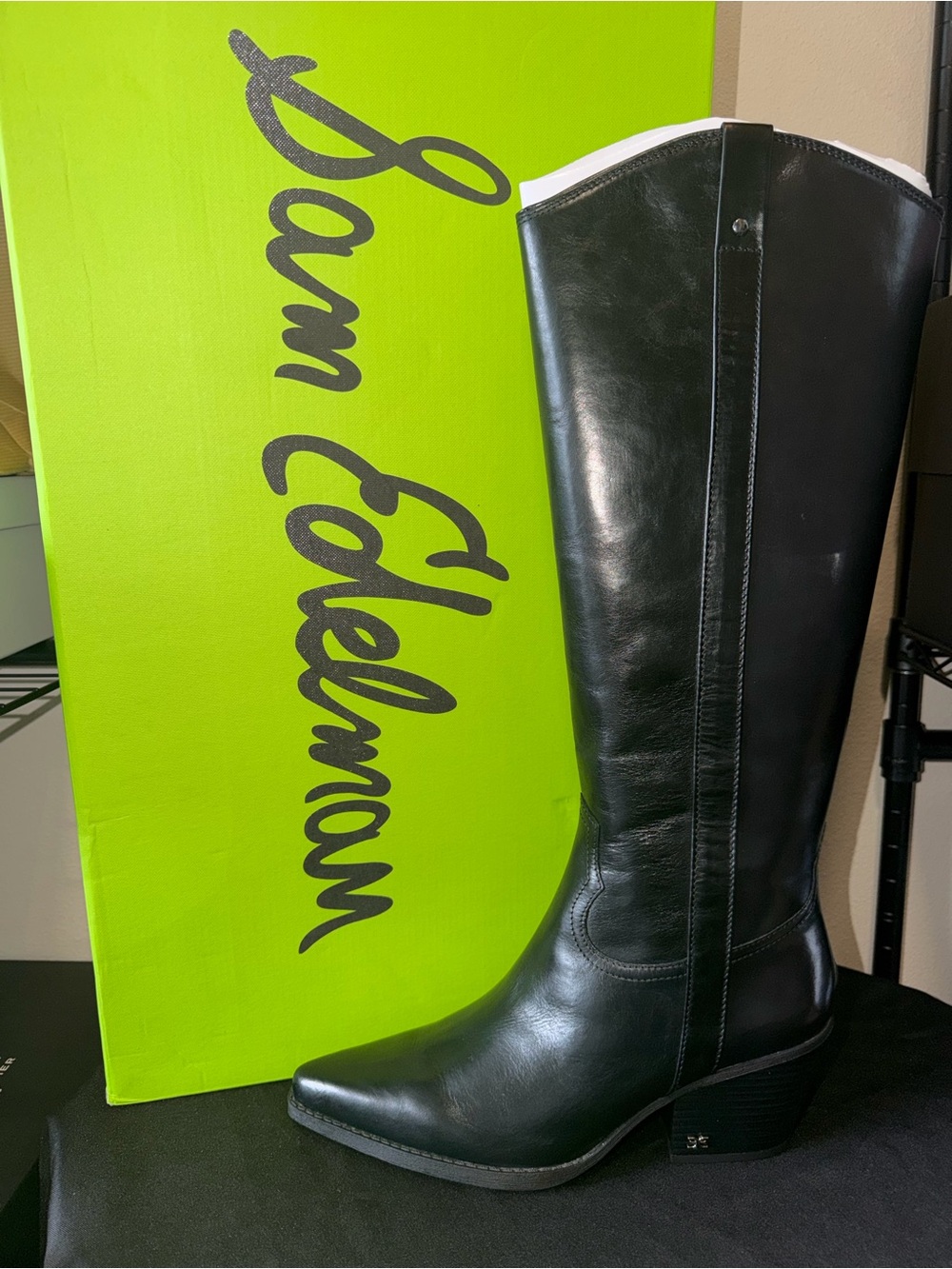 Sam Edelman 🖤 “Wyatt” Knee-High Leather Boot with Low Stacked Heel